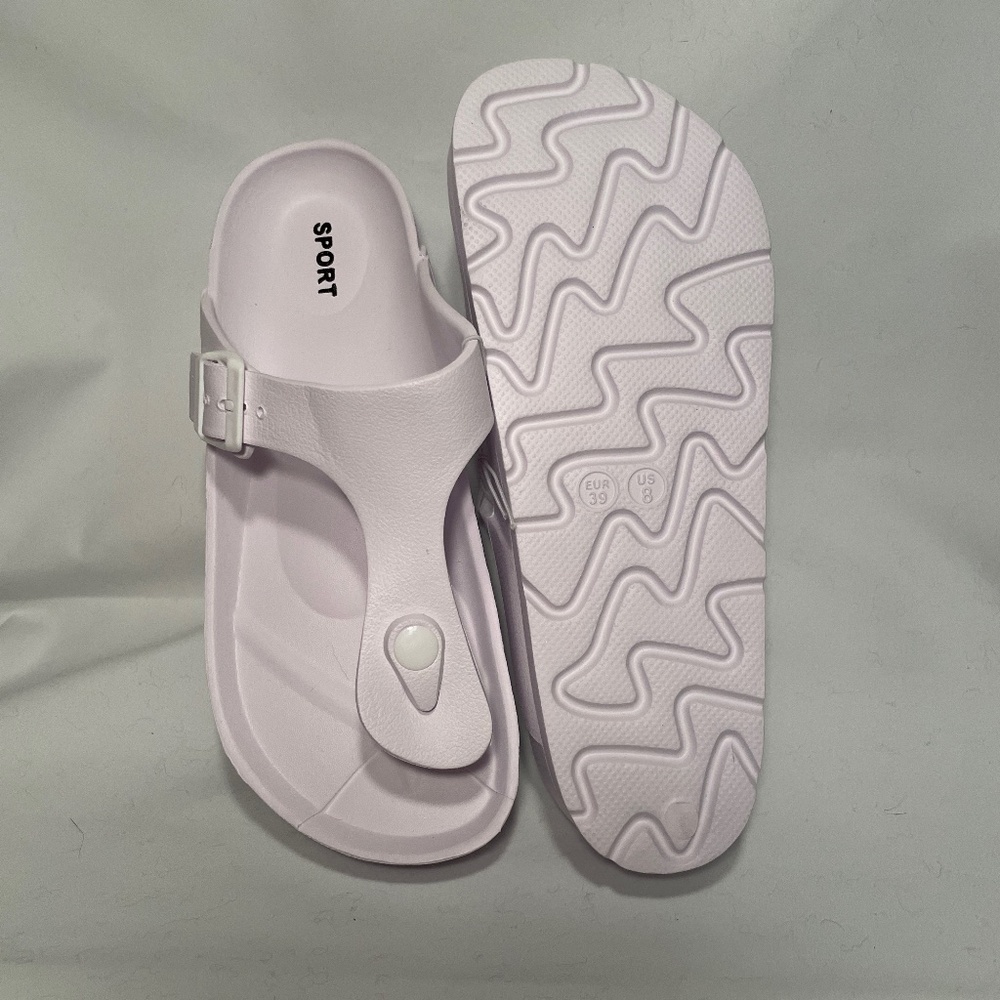 Women's White Thong style shoe rubber Size US 8 EUR 39 Comfortable Adjustable